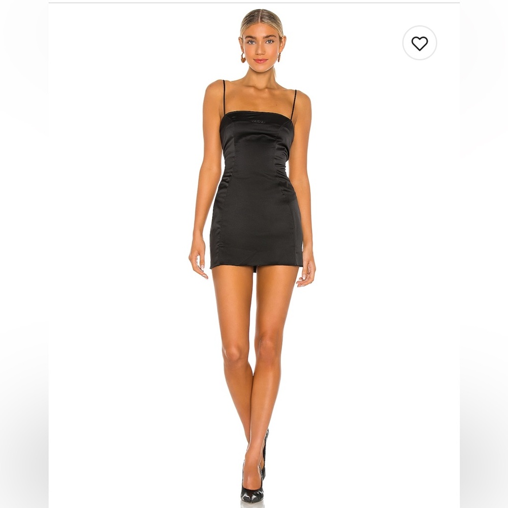 Guizo Satin Mini Dress Square Neckline